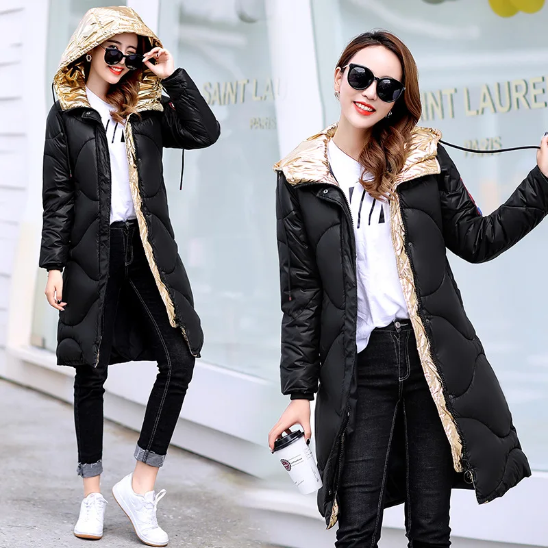 

2018 Winter New Style WOMEN'S Cotton Padded Clothing Korean-style Hooded Mid-length down Jacket Cotton-padded Clothes