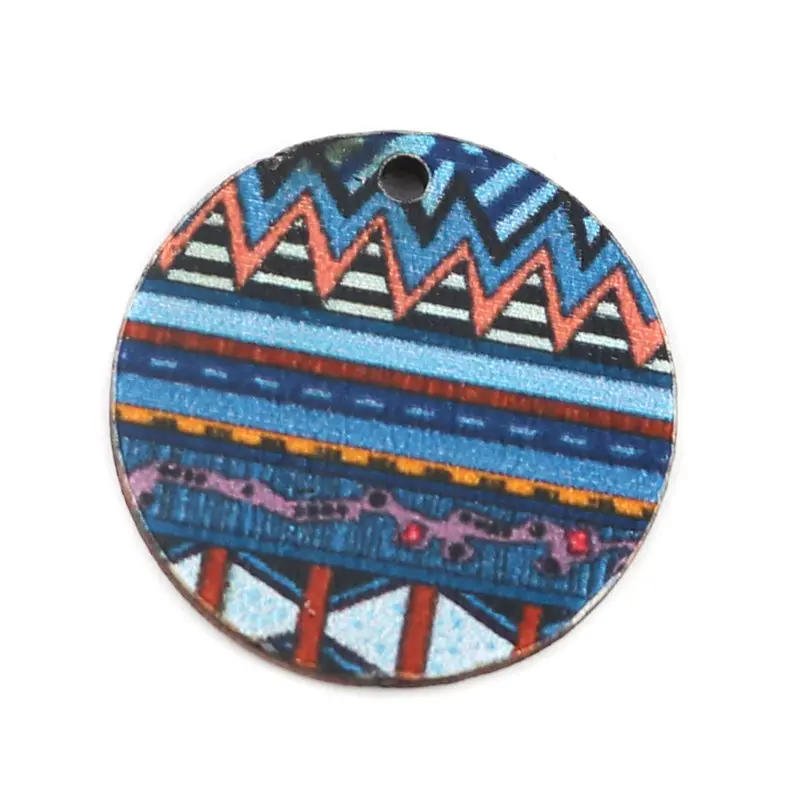 DoreenBeads деревянные украшения подвеска круглой формы многоцветный этнические ювелирные украшения аксессуары-фурнитура для DIY 20 мм x 20 мм, 30 шт - Окраска металла: G