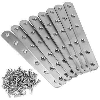 

8 Pieces Of Stainless Steel Heavy-Duty Straight Repair Connecting Piece, Repair Fixing Bracket, with Screws (154X20Xm)