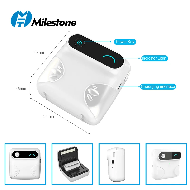 

Bluetooth Photo Printer Wireless Small Thermal Printer Picture Mobile Mini Printer Portable Photo Printer for Android iOS USB
