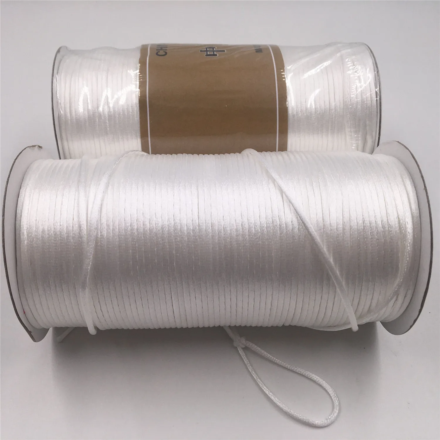 2mm White Rattail Satin Cord Thread Chinese Knot Macrame Bracelet Braided String DIY Tassels Beading Thread 10-225meters