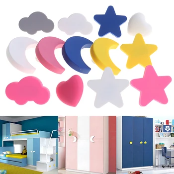 Children Rubber Door Handles Cute Pink Heart Star Moon Cloud Kitchen Cabinet Knobs And Handles Furniture Handle Drawer Pulls