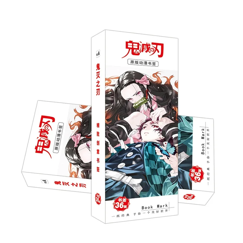 36 шт./компл. демон убийца: Kimetsu без Yaiba аниме Бумага закладка для книги "сделай сам" с рисунками закладки книжные держатели аниме вокруг