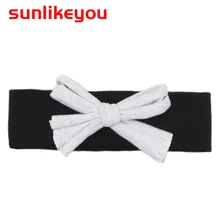 Sunlikeyou/новые хлопковые повязки с узлом и бантиком для маленьких мальчиков и девочек, повязки на голову для малышей, одноцветная Милая повязка для волос с бантом, аксессуары