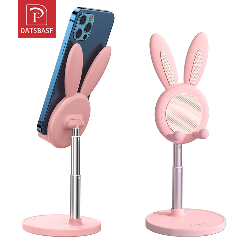 Cute Bunny Phone Holder Desktop Cell Phone Stand Height Angle Adjustable For iPhone iPad Tablet