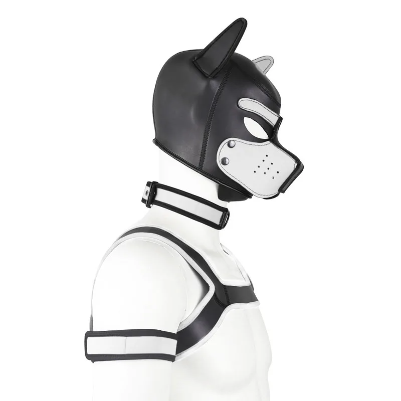 Сексуальный мужской латексный резиновый костюм для игры в щенка, удерживающий грудь, пояс, топ, собачий капюшон, ошейник, повязки на руку, фетиш одежда