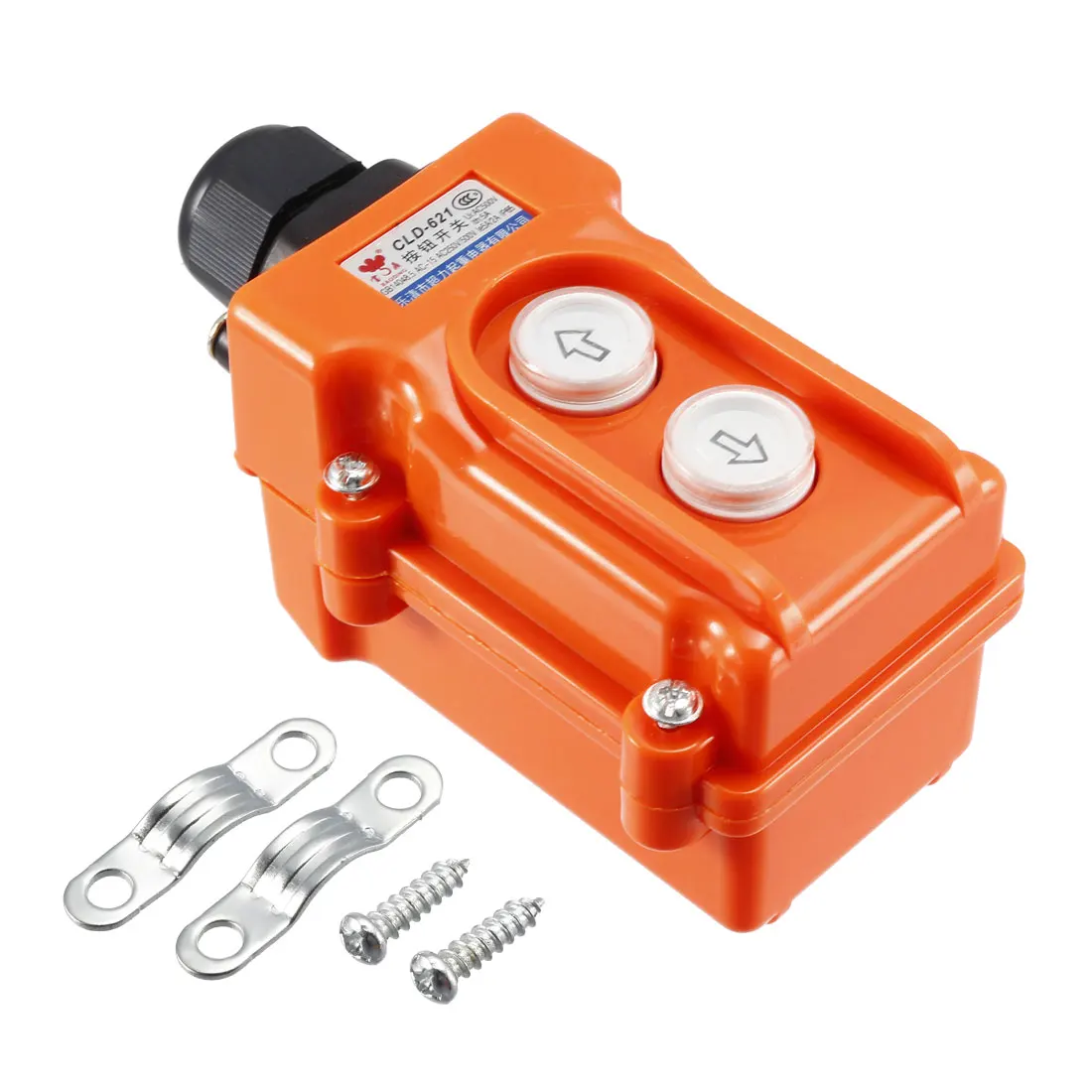 

uxcell Rainproof Hoist Crane Pendant Control Station Push Button Switch Up Down 2 Ways Oran21ge