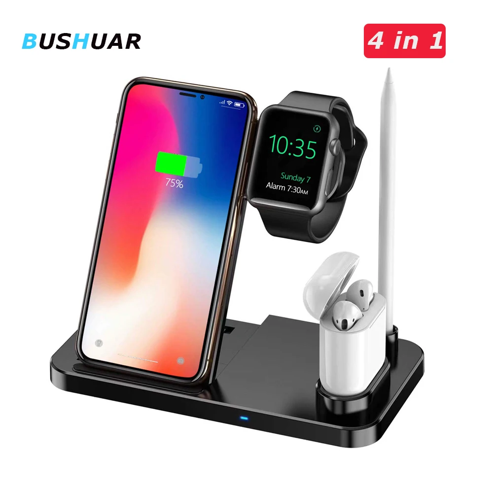 

4 in 1 Qi Wireless Chargerfor iPhone 8 X XS Max XR for Apple Watch 4 3 2 Airpods apple pencil 10W Fast Charge For Samsung S10 S9