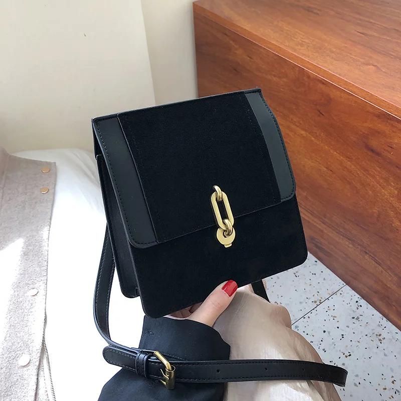 18 CM Black Винтажная модная женская сумка с откидным верхом Новая высококачественная матовая женская дизайнерская сумка из искусственной кожи с замком - Color: 18 CM Black
