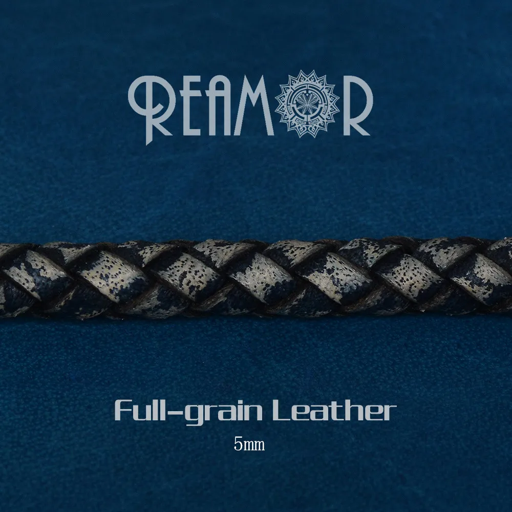 REAMOR 1 м Ретро зеленый белый плетеная натуральная кожа ювелирных изделий 5 мм круглый кожаный шнур веревка для создания браслета своими руками - Цвет: retro blue