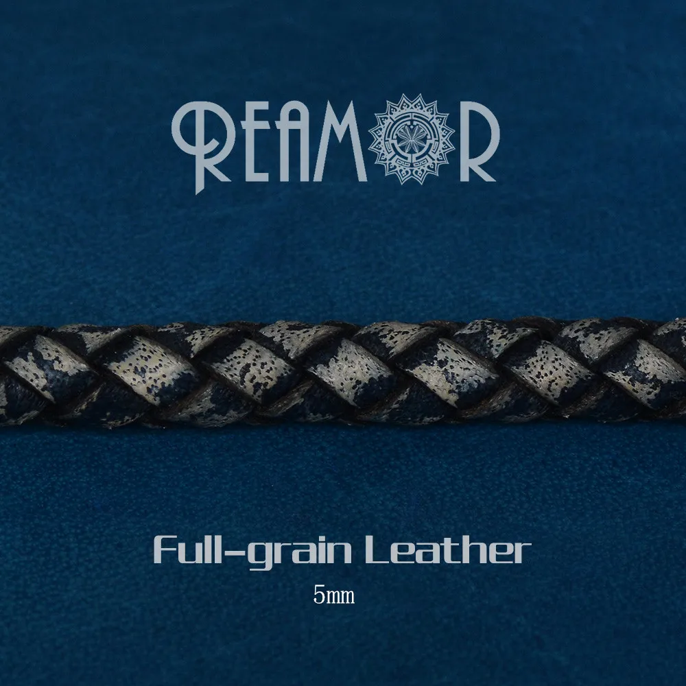 retro blue REAMOR 1 м Ретро зеленый белый плетеная натуральная кожа ювелирных изделий 5 мм круглый кожаный шнур веревка для создания браслета своими руками - Цвет: retro blue