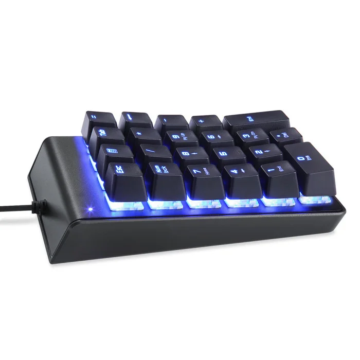 Mechanical Numeric Keypad Slim Blue Backlight USB Wired 22 Keys for Laptop Desktop PC EM88