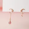 925 argent Sterling asymétrie Rose or étoile lune Piercing goutte boucle d'oreille pour les femmes bijoux de fête eh1187 ► Photo 1/6