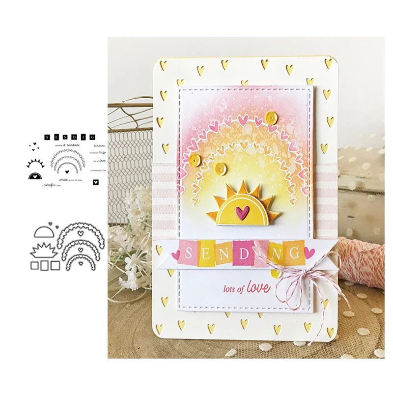 

JC Metal Cutting Dies and Stamps Heart Halo Shine Pattern Scrapbook Craft Dies Cut Stencil Card Making Album Sheet Decoration