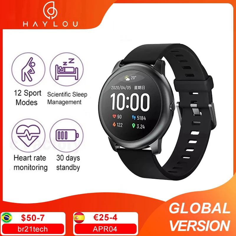 Haylou-reloj inteligente Solar LS05 para hombre, dispositivo con Monitor de ritmo cardíaco durante el sueño, 30 días en espera, versión Global