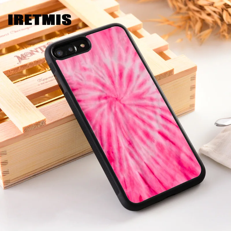 Резиновый силиконовый чехол Iretmis для iPhone 6 6S 7 8 PLUS X XS XR 11 12 Pro Max розовая спираль с