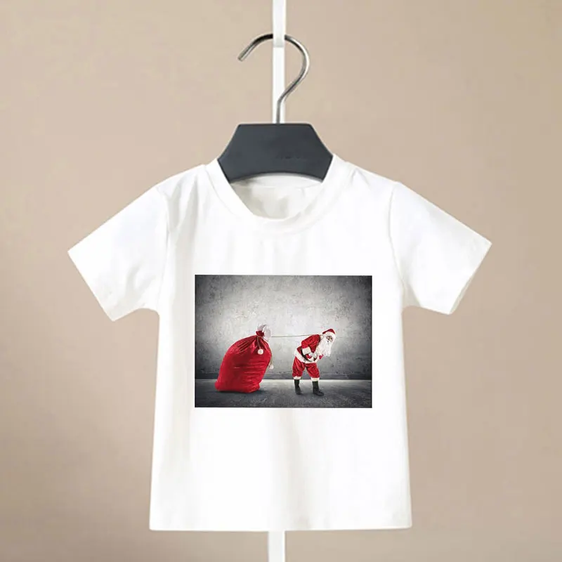 Kawaii/Новинка; Рождественская рубашка для девочек забавная футболка для мальчиков с изображением снеговика, лося, напитка, пива модная детская футболка Повседневная Милая футболка с короткими рукавами - Цвет: 4616
