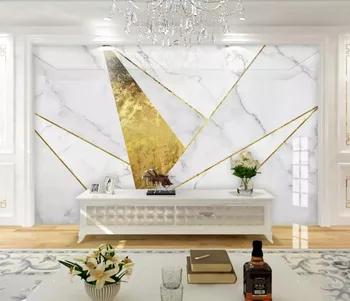 

CJSIR Custom 3d Wallpaper Mural Nordic Minimalist Geometric Gold Lines Marble Mural TV Background Wall Papers Home Decor