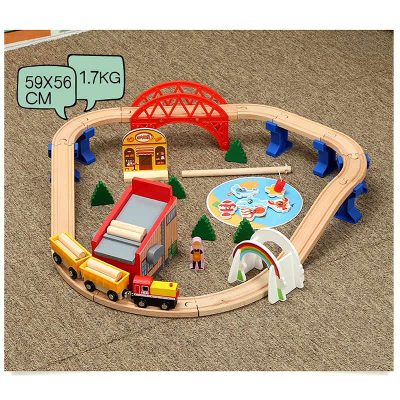 Деревянная железная дорога Магнитная модель автомобиля паззлы железная дорога игрушки пиломатериалы двора Железнодорожный транспорт поезд игрушки совместимы с Brio