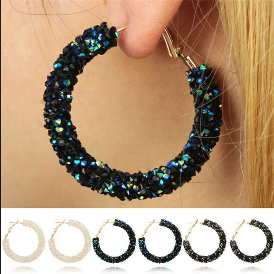 

TANGDOGET Women Crystal Earrings 2019 Style Round Earrings For Women European Design Drop Earrings Gift For Friend HZD28030