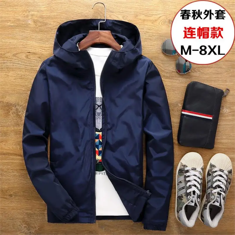 6XL 7XL Мода Досуг Кепка Подростковая куртка пальто Европейская и американская куртка весна и осень индивидуальная простая куртка нежного цвета