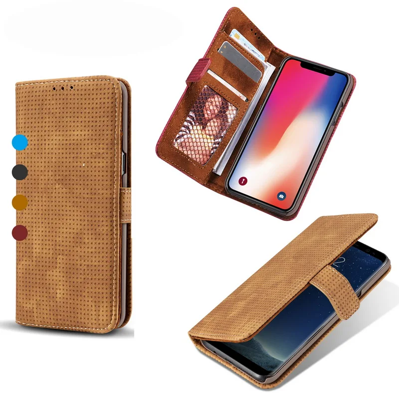 Чехол-бумажник с откидной крышкой и пряжкой для iPhone 11 Pro Max XS Max XR 8 7 6s 6 Plus сетчатый кожаный чехол с отделением для карт и подставкой