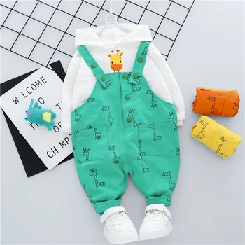 

HYLKIDHUOSE Autumn Baby Boys Girls Clothes Inafnt Newborn Clothing Sets Hooded Cartoon T Shirt Overalls Kids Children Costume