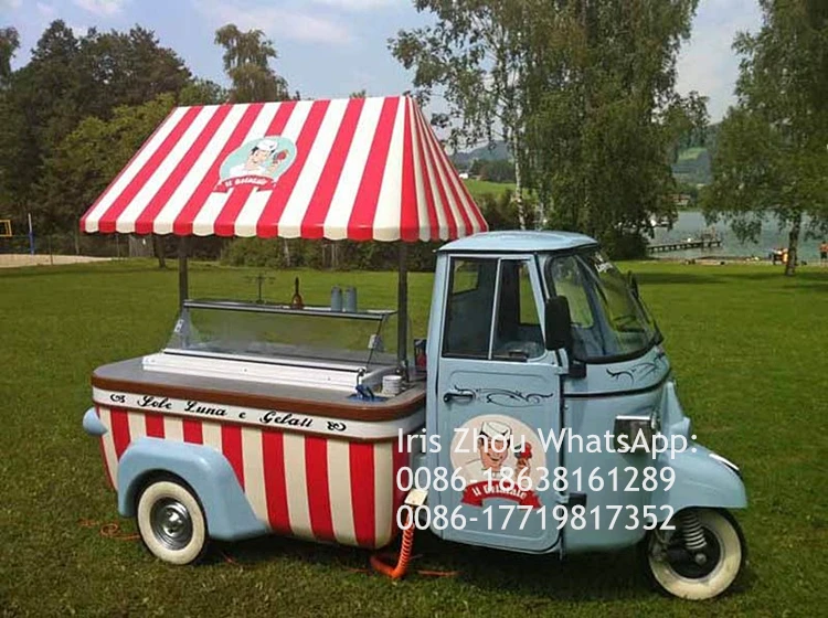 Конвертация тележки для мороженого Piaggio Ape, piaggio van конвертируется в грузовик для пищевых продуктов, конвертации и модифицированные vans Ape