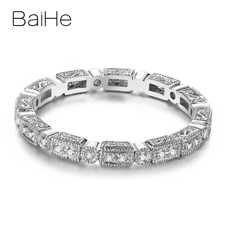 BAIHE, Стерлинговое серебро 925, 0.2CT, сертифицировано H/SI3, круглая огранка, настоящие натуральные бриллианты, для свадьбы, для женщин, для офиса/Карьера, хорошее ювелирное изделие, кольцо