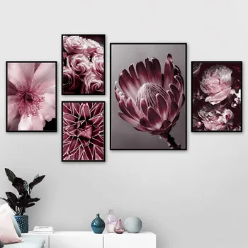 Günstige Große Rosa Pfingstrose Rose Blume Blätter Wand Kunst Leinwand Malerei Nordic Poster Und Drucke Wand Bilder Für Wohnzimmer Salon Decor