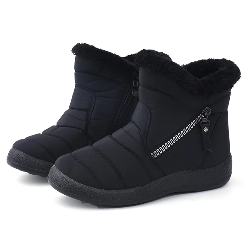 Botas de nieve de felpa botas de tobillo calientes para las mujeres botas de invierno de la familia botas impermeables de las mujeres zapatos de invierno de las mujeres Zip botines 28-43