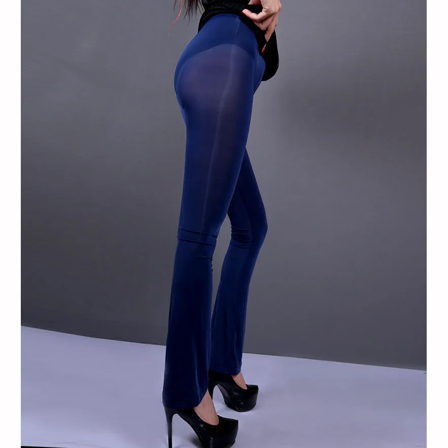 Ice Silk Oil Glossy Transparent Flare Trousers Thin Fetish Exotic Pants Fitness Legging Night Club Capris Boot Cut Trouser Pant Ice Silk Oil Glossy Transparent Flare Trousers Thin Fetish Exotic Pants Fitness Legging Night Club Capris Boot Cut Trouser Pant