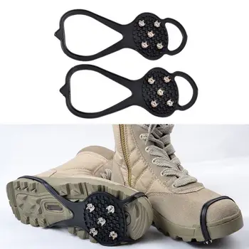 

1 pair 5 tooth walking anti slip ice snow camping shoe point Grip climb ice Crampon stretch tight cramp snow anti-skid US 2020