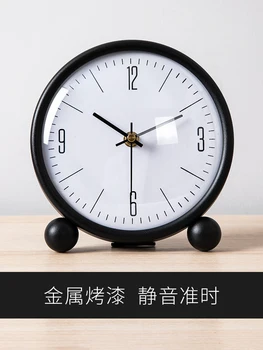 

Silent Quartz Metal Clock Round Simple Vintage Art Antique Electric Desktop Office Small Smart Horloge Home Decor BY50ZZ