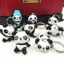 Panda Keychain Car Key Ring Pendants PVC Cute Cartoon Doll Package Pendant Men And Women Craft Gift