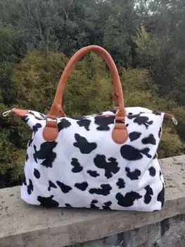 

bags for women 2020 new Weekend travel bag plush cow leopard pattern travel bag short-distance travel bag plush tote bag