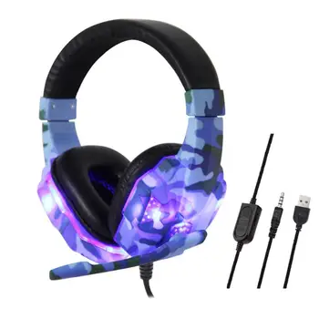 

PS4 Gaming Headphone Headset Gamer Wired USB PC Computer Earphone With Noise-canceling Mic LED Light Computer PC Earphone