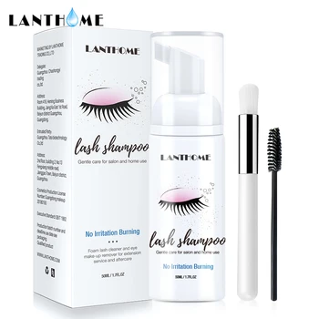 

50ml Eyelash Shampoo and Brush Kit Individual False Eyelash Extension Glue Foam Cleanser Eye Lash Cleaning Foam Pump Design