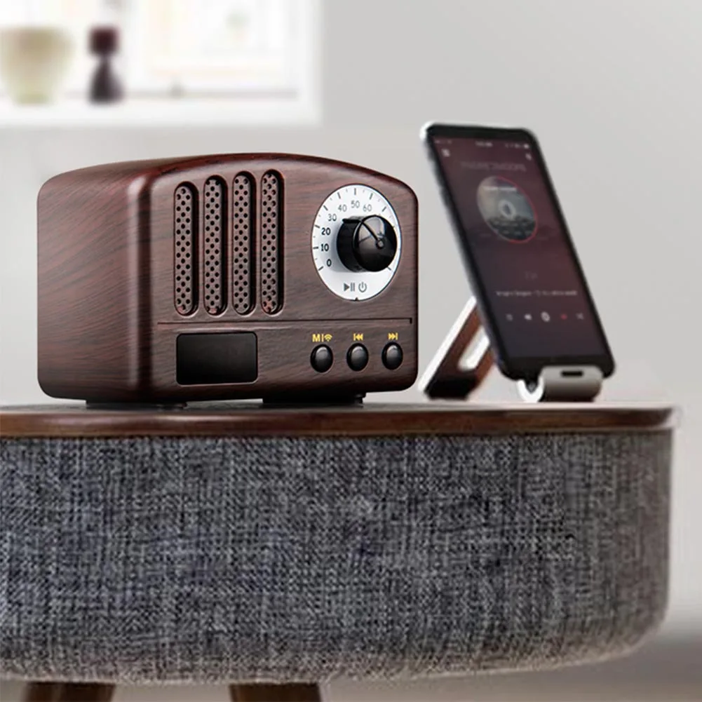 АБС-пластиковый перезаряжаемый беспроводной бас мини портативный Bluetooth динамик AUX USB дорожный музыкальный плеер FM TF карта Домашнее Ретро Радио