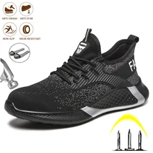 

Non-slip Anti-static Anti-smash Anti-puncture For Men Safety Shoes With Steel Toe Cap Work Boots Breathable Security Sneakers