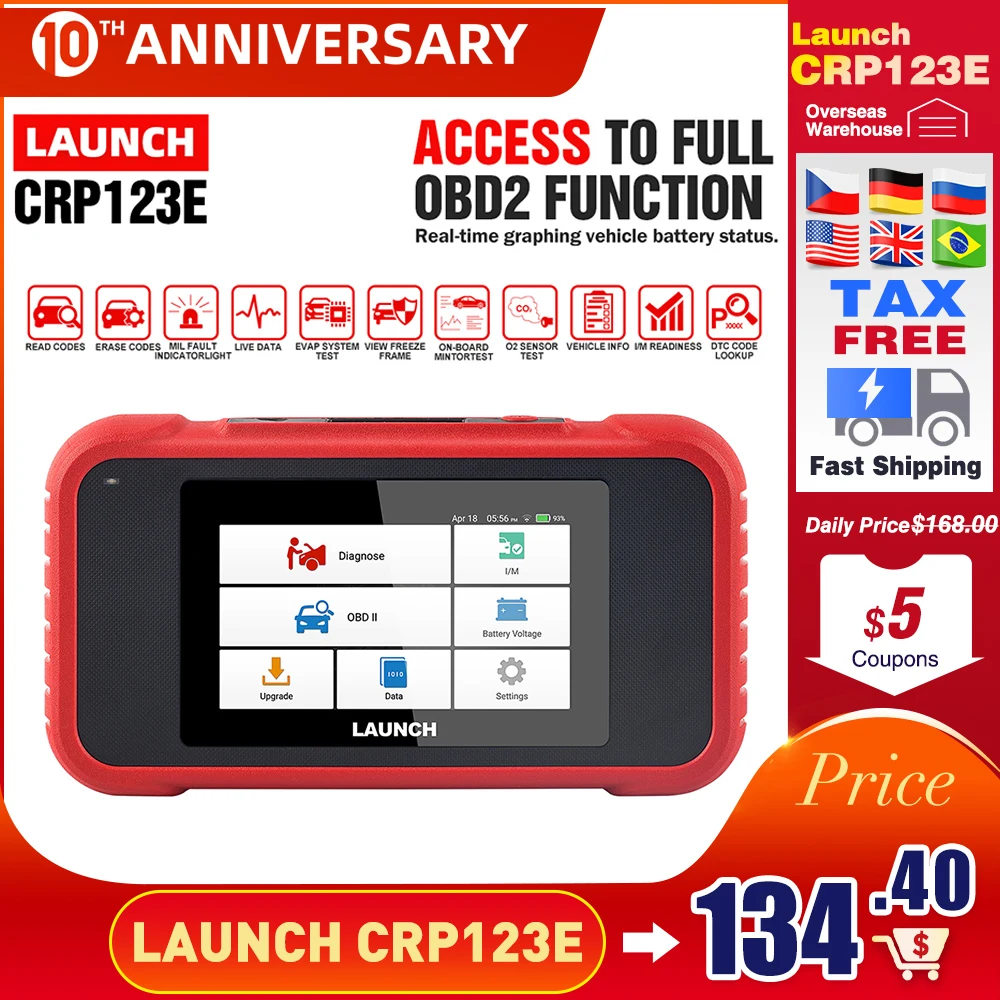 Launch X431 CRP123E OBD2 EOBD ENG ABS подушка безопасности SRS на авто диагностический инструмент