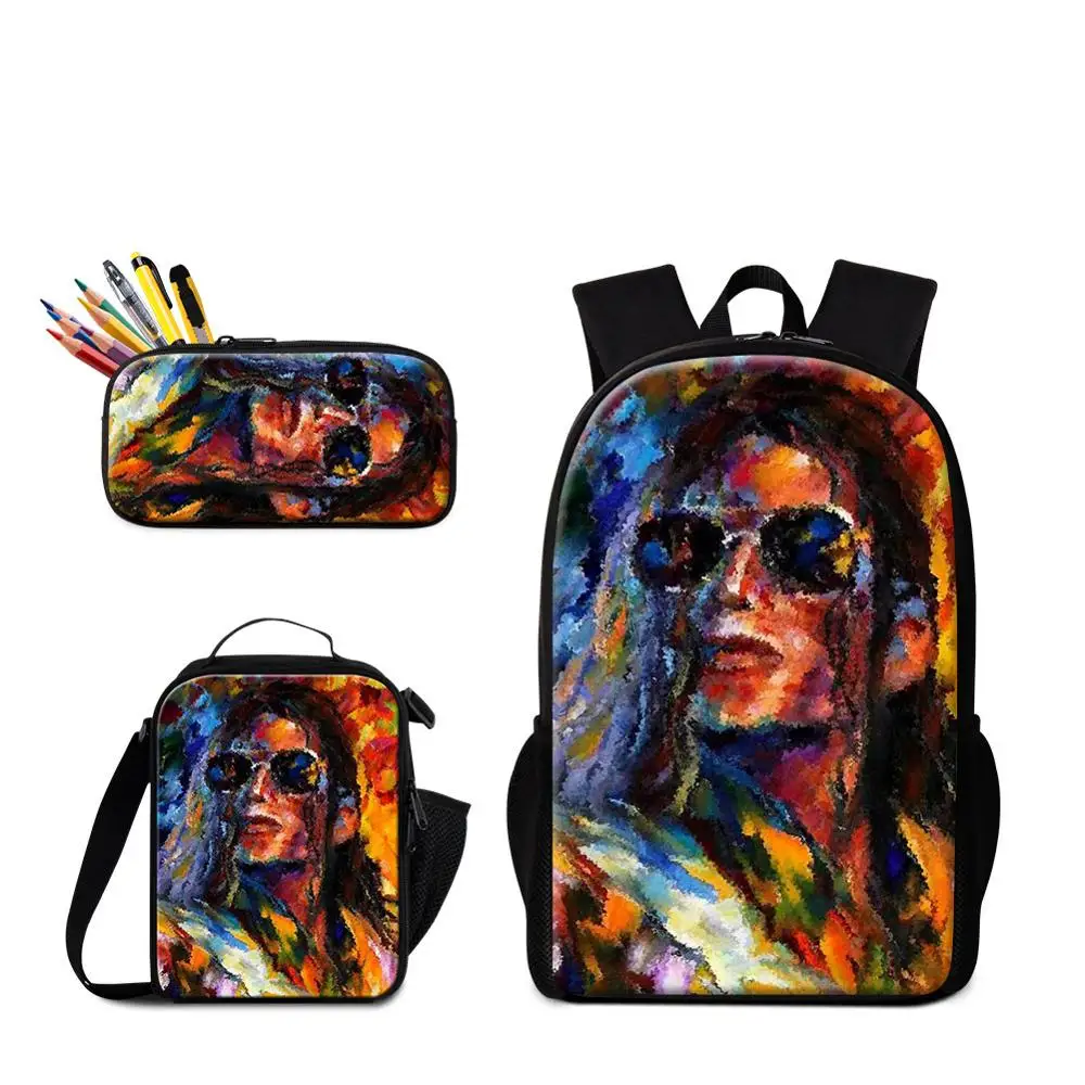 

Fashionable Michael Jackson MJ Primary/Junior Schooler Student Child Men Women School Bag Sets Book Backpack Shoulder Satchels