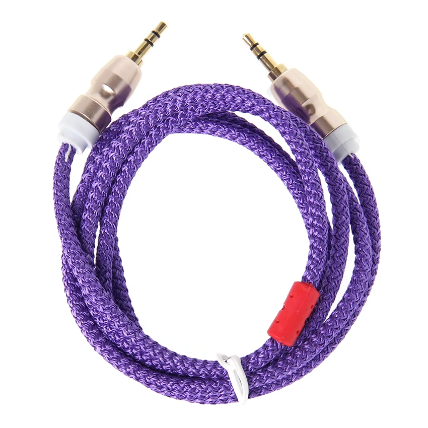 1 5M Nylon Jack Aux Audio Cable Male to Male Kabel Gold Plug Car Cord for iPhone Samsung Xiaomi For Speaker Headphone 100pcs