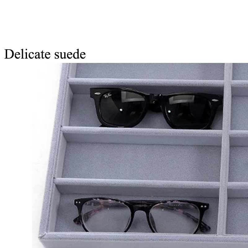 Hot Selling Luxury Ice Gray 12 Grids Sunglasses Display Box Sunglasses Display Glasses Display Props Jewelry Organizer Tray