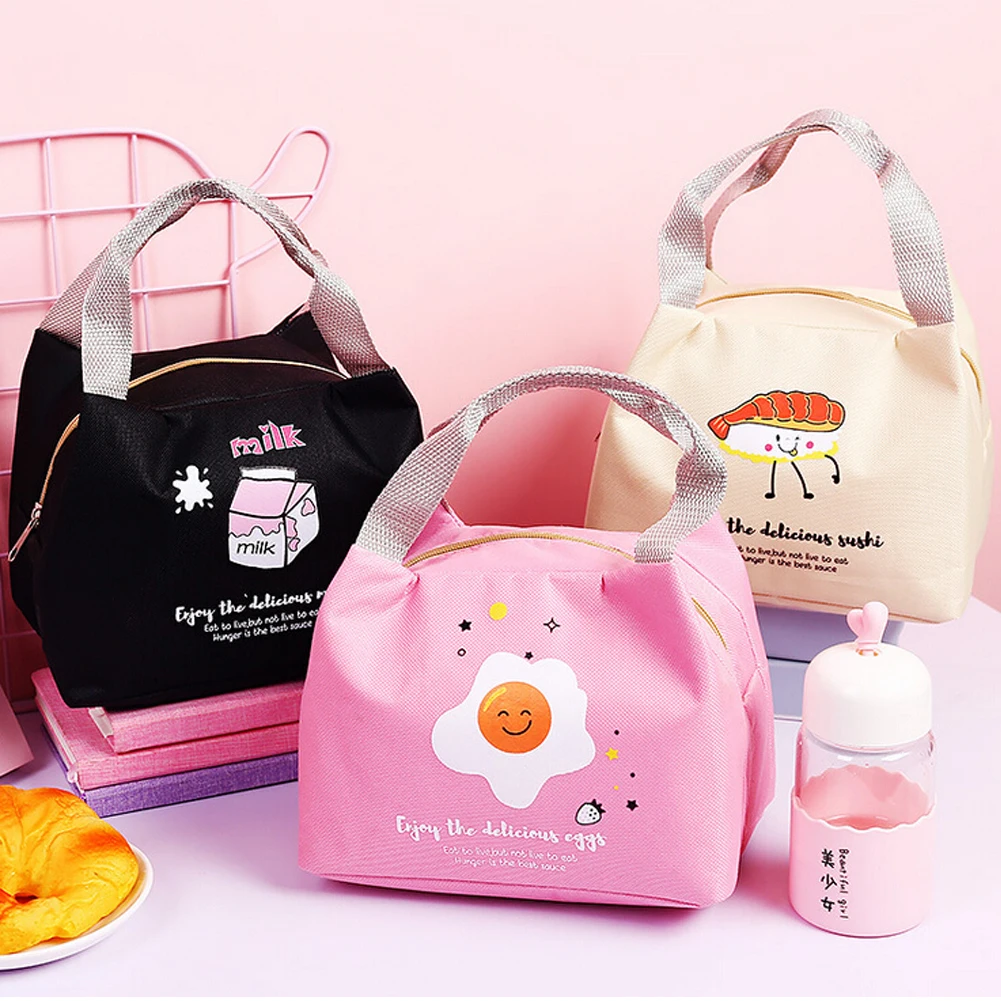 Portable Insulated Lunch Bag Carry Tote Picnic Storage Carry Case Thermal Bag Cute Print Cartoon Food Oxford Cooler Handbag