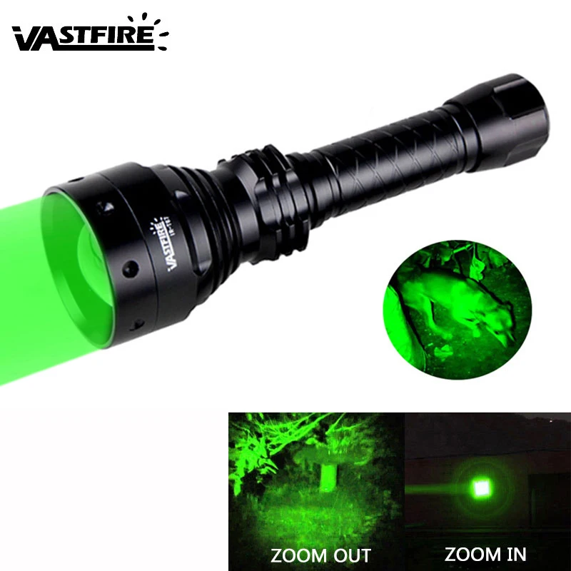 Тактический зеленый светодиодный охотничий фонарик Zoom Focus Регулируемый фонарик 450 ярдов Lanterna - Цвет: Зеленый