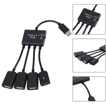 

4 In 1 Hub Adapter Micro USB Hub Adapter Type C Micro Usb Charging Port