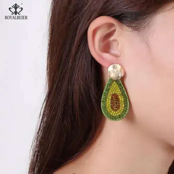 

Handmade Crystal Avocado Drop Earrings New Fashion Geometric Fireworks Waterdrop Earrings Korean Bohemian Jewelry
