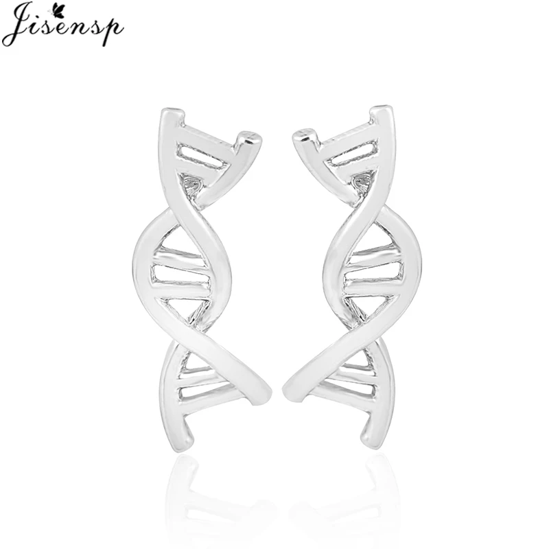 Jisensp Delicate Design DNA Earring Helix Earrings for Women Girls Geometric DNA Stud Earrings Science Jewelry Unique Gift