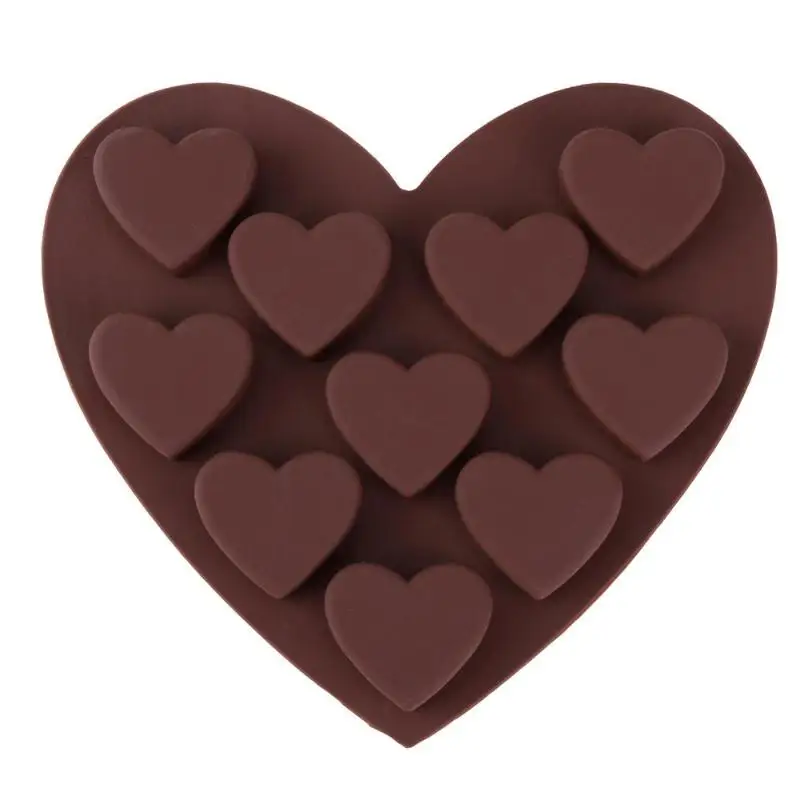 10 отверстий любовь в форме сердца Шоколад силиконовая форма для выпечки молд DIY помадка Декор инструмент Мороженое Плесень Кухня Формы для выпечки